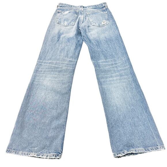 Zara Ripped Straight Leg Distressed Denim Jeans Light Wash Size 6 - Picture 3 of 9